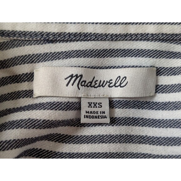 Madewell Gabriel Stripe Shirt Womens XXS Black White Button Up Short Sleeve - Picture 5 of 9